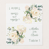 Visite Rose blanche mariage, carte de place hydrangea (Extérieur déplié)