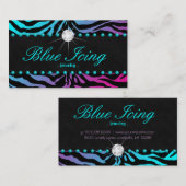 Visite Rose bleu de points bleus de zèbre de carte de (Devant / Derrière)