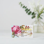 Visite Rose de rose et carte commerciale victorienne (Debout devant)