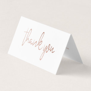 Visite Rose Gold Foil Script Mariage photo Carte de remer