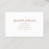 Visite Rose Gold World Map Agent de voyage Carte de visit (Dos)