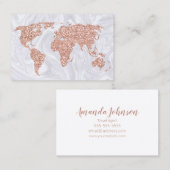 Visite Rose Gold World Map Agent de voyage Carte de visit (Devant / Derrière)