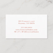 Visite Rose Pink Frame Bakery Baker's Logo Carte de visit (Dos)