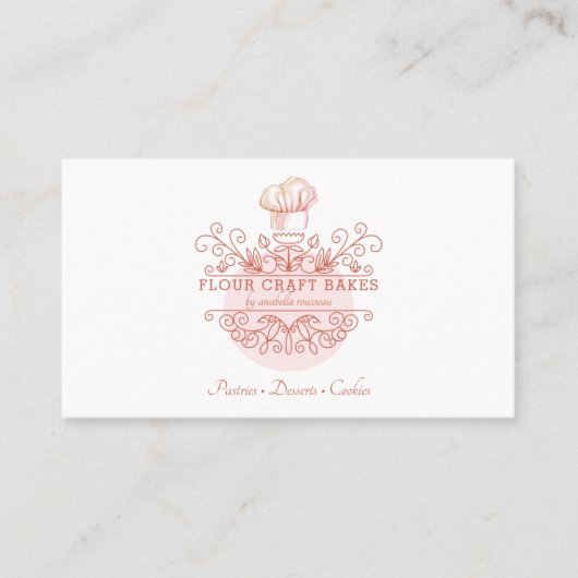 Visite Rose Pink Frame Bakery Baker's Logo Carte de visit (Devant)