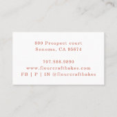 Visite Rose Pink Frame Bakery Baker's Logo Carte de visit (Dos)