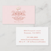 Visite Rose Pink Frame Bakery Baker's Logo Carte de visit (Devant / Derrière)