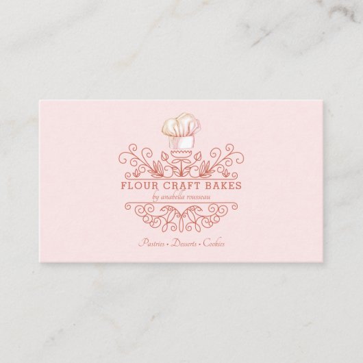 Visite Rose Pink Frame Bakery Baker's Logo Carte de visit (Devant)