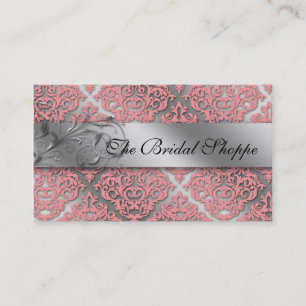Visite Roses pâles florales de damassé de carte de visi