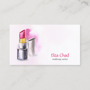 Visite rouge à lèvres aquarelle Maquillage Carte de visit