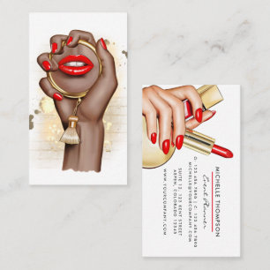 Visite Rouge et or Glam Chic Maquillage Artiste Carte de