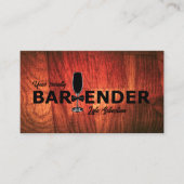 Visite Rustic Cherrywood Événement Bartender Carte de vis (Devant)