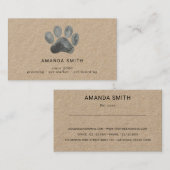 Visite Rustique aquarelle symbole de patte kraft carte de (Devant / Derrière)
