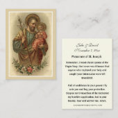Visite Saint Joseph Mariage Faveur Carte de prière Religi (Devant / Derrière)