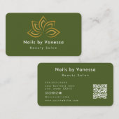 Visite Salon de beauté à ongles Qr Code Moss Carte de vis (Devant / Derrière)