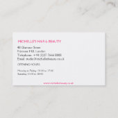 Visite Salon de beauté et de coiffure, design carte de vi (Dos)