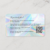 Visite Salon de beauté holographique QR Code Carte de rem (Dos)