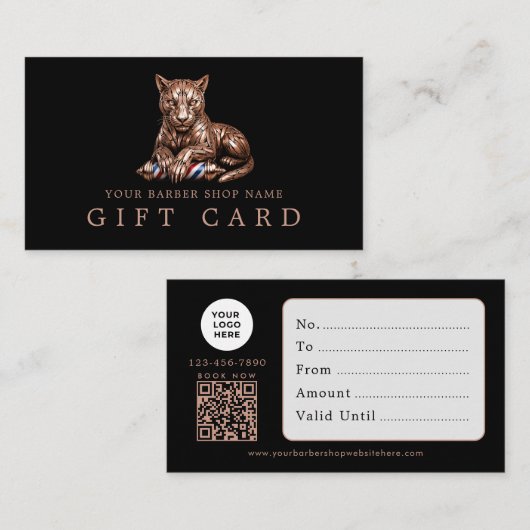 Visite Salon de coiffure Carte Cadeau Qr Code Rose Gold P (Devant / Derrière)