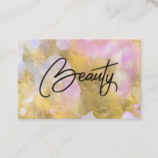 Visite *~* Script BEAUTY Gold Foil Rainbow Carte de visit (Devant)