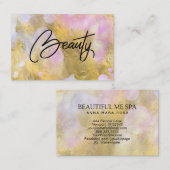 Visite *~* Script BEAUTY Gold Foil Rainbow Carte de visit (Devant / Derrière)