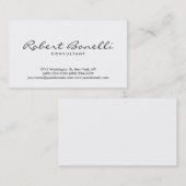 Visite Script Blanc Plain Moderne Consultant Carte de vis (Devant / Derrière)