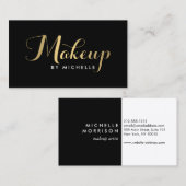 Visite Script de maquillage Glam Texte Gold/Black Carte d (Devant / Derrière)