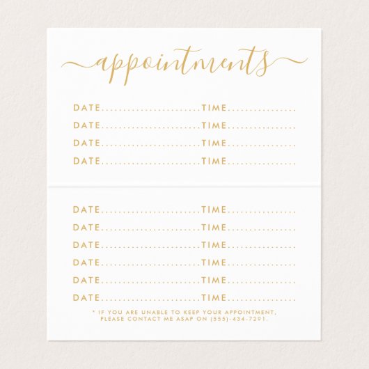 Visite Script simple - Carte de rendez-vous Gold & White (Intérieur déplié)