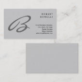 Visite Script unique tendance Monogram Grey Carte de visi (Devant / Derrière)