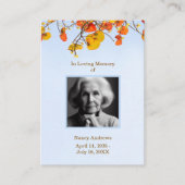 Visite Service funéraire Carte de prière Sky Feuilles (Devant)