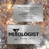 Visite Shiny Silver & Black Event Bartender Carte de visi