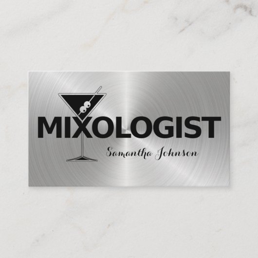 Visite Shiny Silver & Black Event Bartender Carte de visi (Devant)