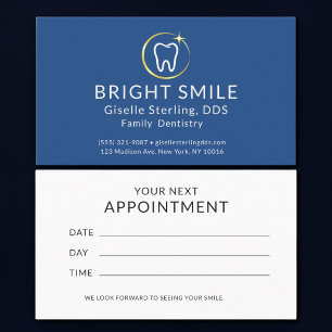 Visite Simple Dentiste Royal Bleu Or Carte De Rendez-Vous