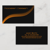 Visite Simple moderne Noir, Orange Swoosh - Carte de visi (Devant / Derrière)