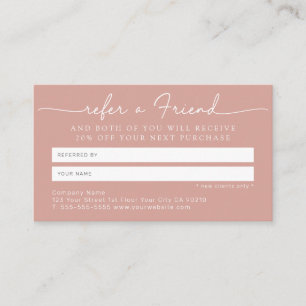 Visite Simple Rose minimaliste et carte de référence blan