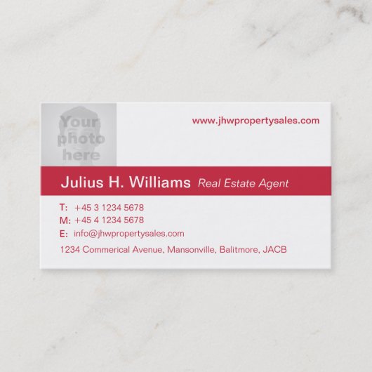 Visite Simple rouge & blanc photo rouge dos carte de visi (Devant)