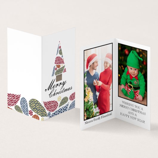 Visite Snowflake Xmas Tree, carte de Noël photo famille (Intérieur et extérieur)