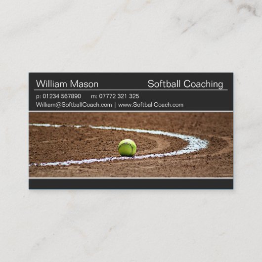 Visite Softball sur un terrain de softball Carte de visit (Devant)