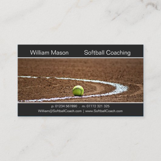 Visite Softball sur un terrain de softball Carte de visit (Devant)