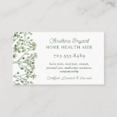 Visite Soins infirmiers et aidants naturels Carte de visi (Devant)