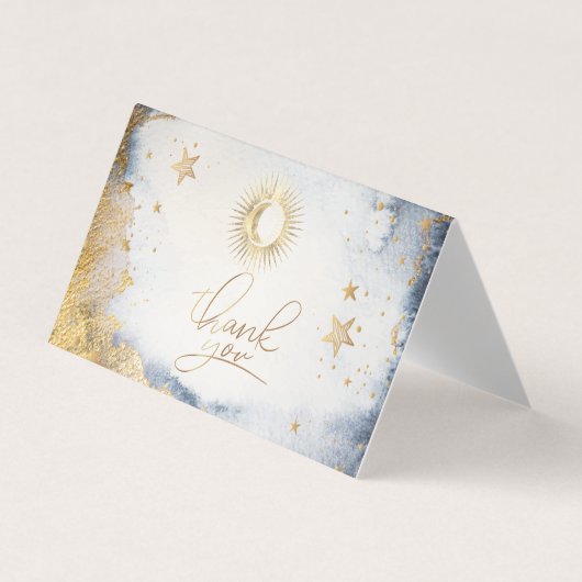 Visite Soleil céleste, Lune, Étoiles Aquarelle Carte de r (Devant)