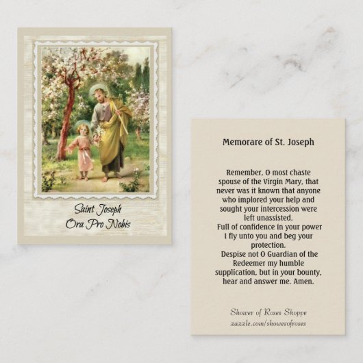 Visite St Joseph marchant avec la carte sainte de Jésus (Devant / Derrière)