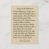 Visite St Philomena Wonderworker et carte sainte de (Dos)