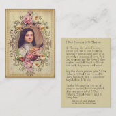 Visite St Therese peu de carte sainte de Novena de fleur (Devant / Derrière)