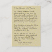 Visite St Therese peu de carte sainte de Novena de fleur (Dos)