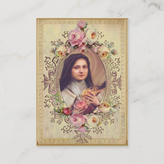 Visite St Therese peu de carte sainte de Novena de fleur (Devant)