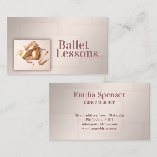 Visite Studio de danse de ballet Pearl Pointe Carte de vi (Devant / Derrière)