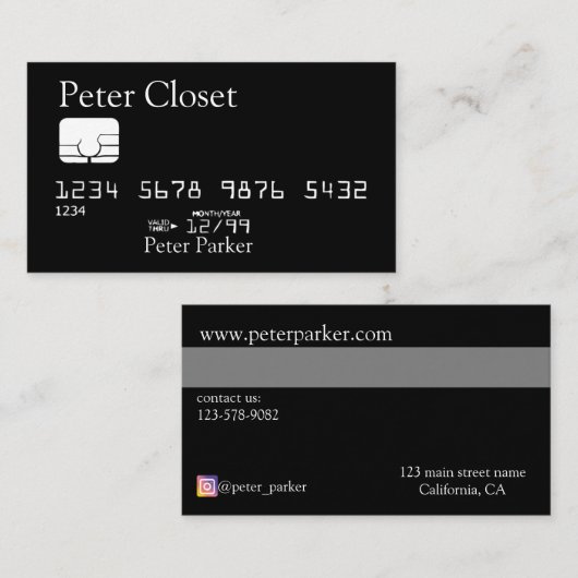 Visite Style de carte de crédit (Devant / Derrière)