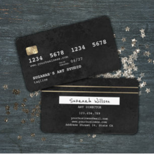 Visite Style De Carte De Crédit Élégant Noir Et Or