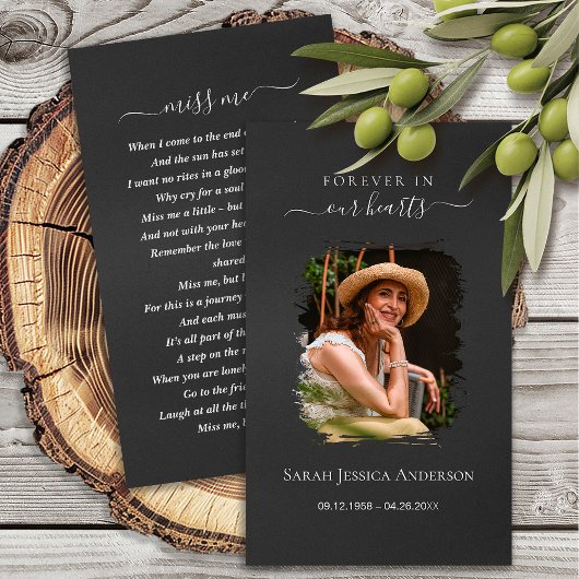 Visite Sympathie funéraire Carte de prière commémorative