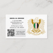 Visite Syrie moderne, Carte de visite, Drapeau syrien Cod (Dos)