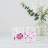 Visite Texte brillant de gris de lèvres de rose de carte (Debout devant)